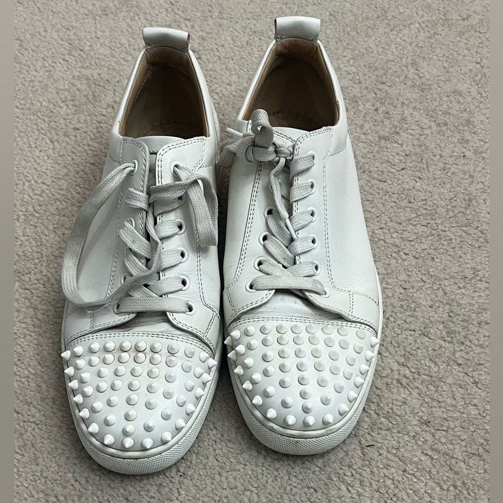 Christian Louboutin White Spiked Sneakers
